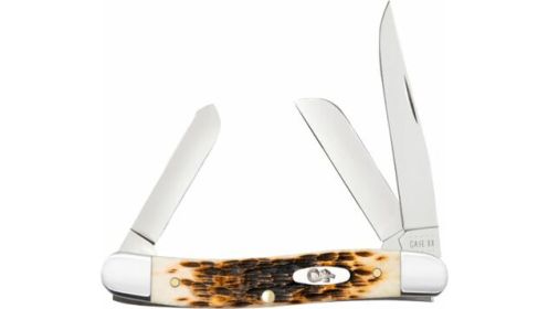 CASE KNIVES AMBER BONE PEACH SEED JIG MEDIUM STOCKMAN!