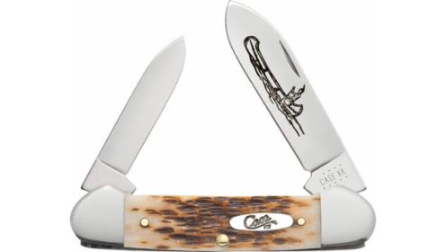 CASE KNIVES AMBER BONE PEACH SEED JIG CANOE