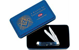 CASE KNIVES MASONIC GIFT TIN STANDARD JIG BLUE BONE TRAPPER