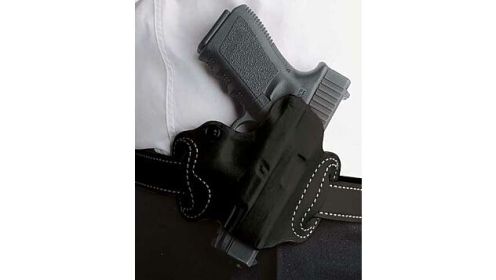 DESANTIS MINI SLIDE HOLSTER OWB RH LTHER M&P SHLD 9/40 BLK