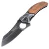 Defender-Xtreme 8" Spring Assisted Folding Knife Brown Wood Handle With Belt Clip