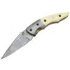 TheBoneEdge 7" Damascus Blade Folding Knives Horn Handle Handmade with Sheath
