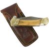 TheBoneEdge 8" Damascus Blade Folding Knife Wood Gold trim hand made with Sheath