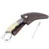 TheBoneEdge 9.5" Damascus Blade Beautiful Handle Hunting Knife With Leather Sheath