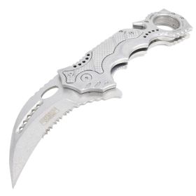 8.5" Silver Color Spring Assisted Folding Knife Glass Breaker 3CR13 Steel