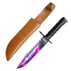 Defender-Xtreme 13" Purple Blade Abs Handle Survival Knife With Sheath