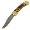 TheBoneEdge 9" Hand Made Damascus Blade Folding Knife Pakkawood Handle Burnt Finish
