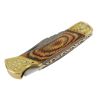 TheBoneEdge 9" Hand Made Damascus Blade Folding Knife Pakkawood Handle Brown New