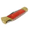 TheBoneEdge 7" Hand Made Damascus Blade Folding Knife Pakkawood Handle Orange