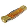 TheBoneEdge 7" Hand Made Damascus Blade Folding Knife Pakkawood Handle Yellow