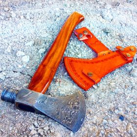 TheBoneEdge 19" Custom Handmade Damascus Steel Wood Handle Throwing Axe Hatchet