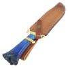 TheBoneEdge 15" Damascus Steel Custom Hand Made Hunting Knife Blue Handle Sheath