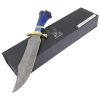 TheBoneEdge 15" Damascus Steel Custom Hand Made Hunting Knife Blue Handle Sheath