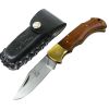 TheBoneEdge 6.5" Stainless Steel Blade Folding Knife Wood Handle With Leather Pouch