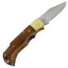 TheBoneEdge 6.5" Stainless Steel Blade Folding Knife Wood Handle With Leather Pouch
