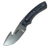 Defender-Xtreme 8" Black Wood Handle Stainless Steel Hook Blade Hunting Knife With Sheath