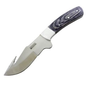 Defender-Xtreme 9" Black Wood Handle Stainless Steel Hook Blade Hunting Knife With Sheath