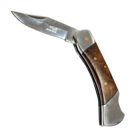 TheBoneEdge 5.5" Classic Folding Knife Brown Wood Handle With Sheath