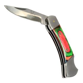TheBoneEdge 5.5" Classic Folding Knife Pakka Wood Handle With Sheath