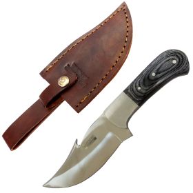 Defender-Xtreme 7.5" Skinner Knife Fish Hook Blade Wood Handle Stainless Steel