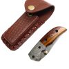 TheBoneEdge 7" Damascus Blade Folding Knife Wood Handle With Damascus Bolster