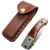 TheBoneEdge 8.5" Damascus Blade Folding Knife Wood Handle With Damascus Bolster