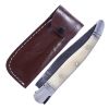 TheBoneEdge 8.5" Bone Handle Damascus Blade Folding Knife With Leather Pouch