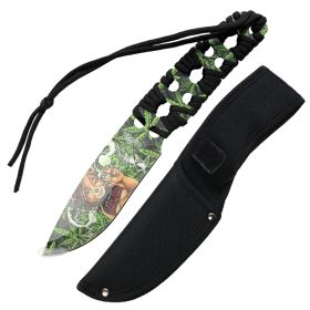 Defender 10" 3D Leaves & Girl Pattern Blade Hunting Knife With Sheath