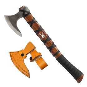 TheBoneEdge 20" Black Leather Wrapped Handle Steel Forged Blade Hunting Axe With Sheath