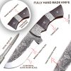 TheBoneEdge 10"  Wanging Wood Handle Engraved Blade Hand Made Tracker Hunting knife With Sheath