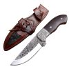 TheBoneEdge 10" Hand Made Wanging Wood Handle Engraved Blade Tracker Hunting knife With Sheath