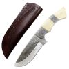 TheBoneEdge 10" Engraved Blade Horn Handle Custom Hand Made Tracker Hunting knife With Sheath