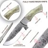 TheBoneEdge 10" Green & Brown Horn Handle Engraved Blade Hand Made Tracker Hunting knife With Sheath