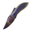 TheBoneEdge 7" Multi Color Damascus Blade Folding Knife Hand Made With Pouch