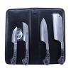 TheBoneEdge 4 Pcs Chef's Kitchen Knife Set Black Wood Color Handle Hand Made With Pouch