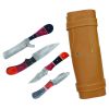 Hunt-Down 4 Pcs Damascus Blade Hunting Knife Set Wood & Resin Handle With Cover