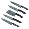 TheBoneEdge 5 Pcs Brown & Black Resin Handle Damascus Fordge Blade Chef's Knife Set