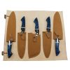 TheBoneEdge 5 Pcs Blue & Black Resin Handle Damascus Fordge Blade Chef's Knife Set