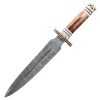 TheBoneEdge 16" Damascus Blade Fantasy Bone Handle Hunting Knife with Leather Sheath