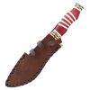 TheBoneEdge 13" Damascus Blade Hunting Knife White & Red Handle With Leather Sheath