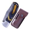 TheBoneEdge 6.5" Damascus Blade Folding Knife Black & Yellow Wood Handle With Pouch