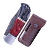 TheBoneEdge 6.5" Damascus Blade Folding Knife Black & Red Wood Handle With Pouch