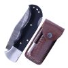 TheBoneEdge 6.5" Damascus Blade Folding Knife Black Resin Handle Steel Bolster With Pouch