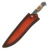 TheBoneEdge 17" Damascus Blade Ram Handle Bowie Hunting Knives With Leather Sheath