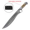 TheBoneEdge 17" Damascus Blade Ram Handle Bowie Hunting Knives With Leather Sheath