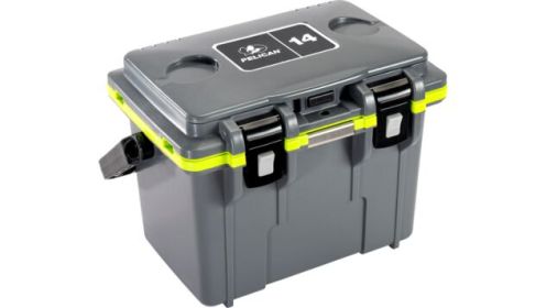 PELICAN COOLERS IM 14 QUART DKGRAY/GREEN W/DRY STORAGE