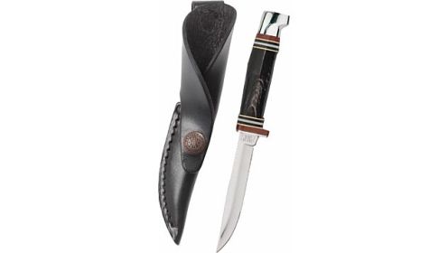 CASE KNIVES BUFFALO HORN HUNTER & LEATHER SHEATH
