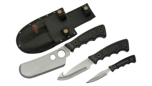 SZCO RITE EDGE 3PC SKINNING SET W/BLACK RUBBER HNDL/SHEATH