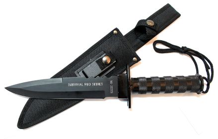 14" Carbon Steel Survival Knife with Sheath Heavy Duty