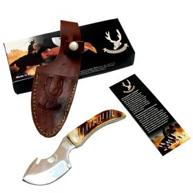 7.5" Skinner Knife Real Horn Handle Stainless Steel Sharp Hunting Knife Tactical
